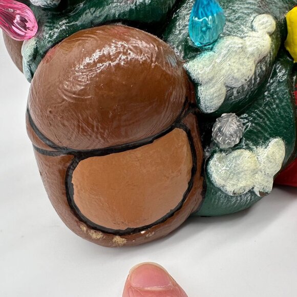 Vintage Santa Claus Bear Christmas Tree Lighted Ceramic 1990s Kitschy Decoration - Picture 9 of 10